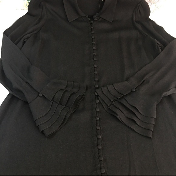 Soft Surroundings Poet Blouse Black Ruffle Sleeves Top NWOT - Picture 4 of 12